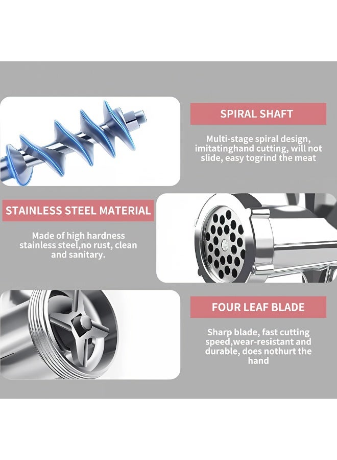 مفرمة لحم يدوية حجم كبير، سبائك الألومنيوم والفولاذ المقاوم للصدأ، مفرمة طعام متعددة الاستخدام مع أداة حشو النقانق للاستخدام المنزلي - Image 3
